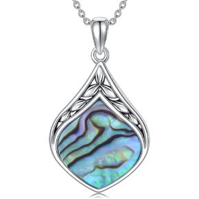 Teardrop Necklace Pendant Sterling Silver Vintage Irish Celtic Teardrop Natural Gemstone Necklace Jewelry Valentines Day Birthday Gifts for Women Her