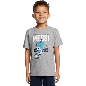 Messi Boys' Lifestyle Short Sleeve T-Shirt, Standard Fit Graphic Tee, Cotton Blend Fabric