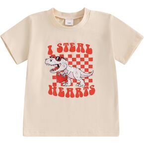 Kids Toddler Baby Boys Girls Valentine's Day T-Shirt Love Heart Graphic Short Sleeve Tee Tops