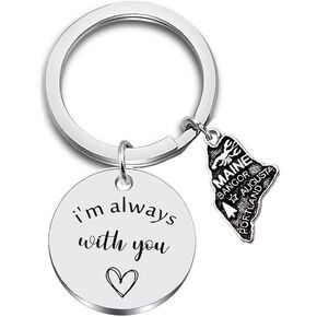 JJTZX I'm Always with You United States Map Keychain Moving Away Gift Graduation Gift Long Distance Relationship Gift