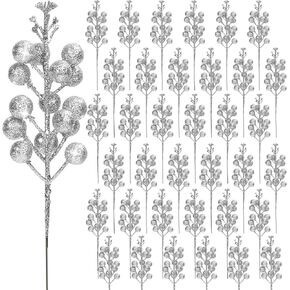 Palonu 36 Pcs Christmas Glitter Berries Stems,8.5 Inch Artificial Christmas Picks for Christmas Tree Ornaments for DIY Xmas Wreath Crafts Gifts Holiday Home Decor (Rose Gold)
