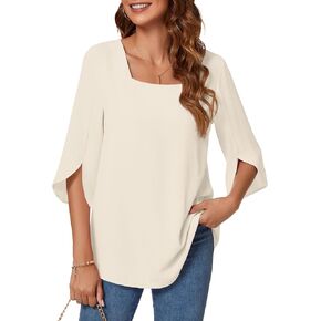 KUOTAI Womens Summer Tops Dressy Casual Shirts 3/4 Sleeve Work Blouse Business Casual Shirts