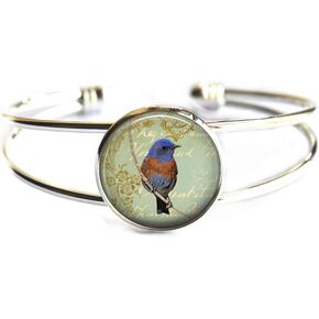 Charm Bracelet,Bluebird Collage Bracelets. Bluebird Bracelet Bird Lover Gift Bluebird Jewellery Bluebird Jewelry Bluebird,Fashion Jewelry,for her Birthday,Photo Jewelry Glass Bracelets Jewelry-ZE090