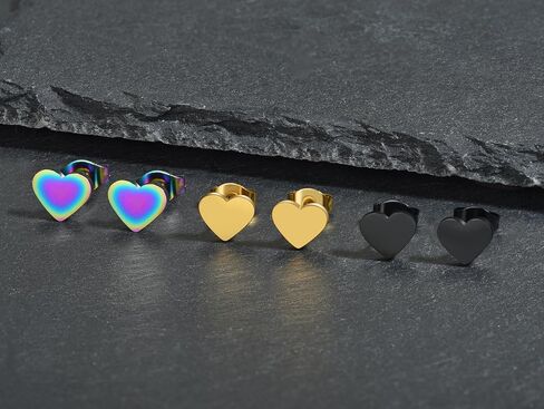 Stainless Steel Tiny Love Heart Button Stud Post Earrings for women earrings studs Dainty Simple hypoallergenic earring in Kuwait