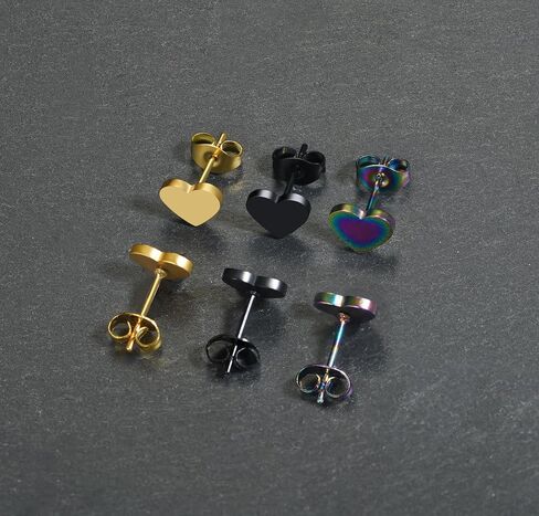 Stainless Steel Tiny Love Heart Button Stud Post Earrings for women earrings studs Dainty Simple hypoallergenic earring in Kuwait