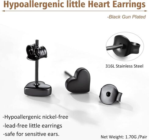 Stainless Steel Tiny Love Heart Button Stud Post Earrings for women earrings studs Dainty Simple hypoallergenic earring in Kuwait