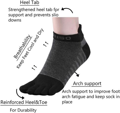 TINSO Toe Socks Cotton Crew Five Finger Socks No Show Athletic Running Socks 7-11 in Saudi Arabia