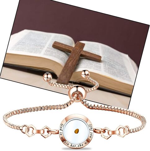 FAADBUK Christian Mustard Seed Bracelet Christian Gift Psalm 46:5 God Is Within Her She Will Not Fall Mustard Seed Jewelry Bracelet Religious Gift Jewelry in Kuwait