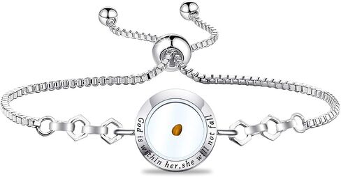 FAADBUK Christian Mustard Seed Bracelet Christian Gift Psalm 46:5 God Is Within Her She Will Not Fall Mustard Seed Jewelry Bracelet Religious Gift Jewelry in Kuwait