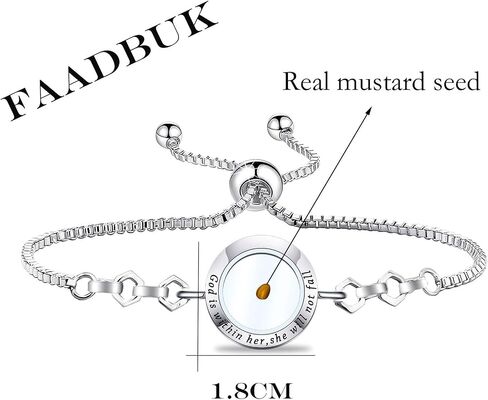 FAADBUK Christian Mustard Seed Bracelet Christian Gift Psalm 46:5 God Is Within Her She Will Not Fall Mustard Seed Jewelry Bracelet Religious Gift Jewelry in Kuwait