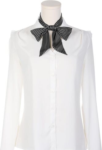 Women Striped Skinny Long Scarves, Simple Satin Silky Neck Scarf Neckerchief Ribbon Hair Band in Saudi Arabia