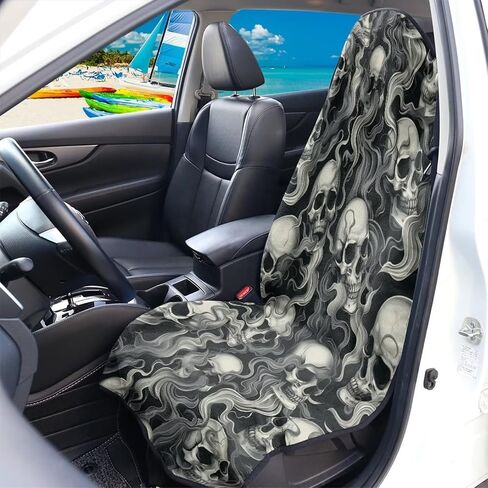 Skull Print Sports Towel Car Seatshield, Anti-Sweating Towel Car Seat Cover for After Swimming/Surfing/Waterpark, Water Resistant Car Seat Hoodie Universal Fits Most Vehicles in Saudi Arabia