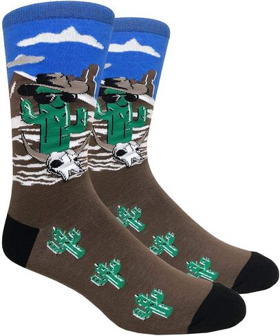 Checkered World Men Cave Trouser Novelty Fun Crew Print Socks for Dress or Casual in Saudi Arabia