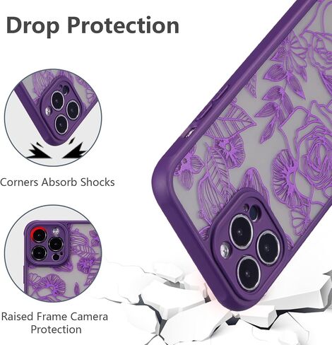 حافظة XIZYO مغناطيسية لهاتف iPhone 13 Pro Max مقاس 6.7 بوصة حافظة هاتف لطيفة على شكل زهور وردية [متوافقة مع Magsafe] للنساء والفتيات بنمط جمالي نحيف من مادة TPU مضادة للصدمات، أسود in Kuwait