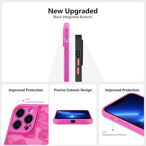 XIZYO Case for iPhone 13 Pro Max 6.7 Inch, Rose Pattern Floral Print Design Slim Case for Girls Women TPU Bumper Shockproof Protective Cover, Black in Kuwait