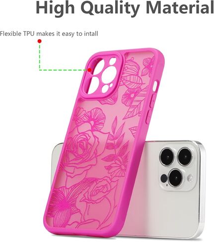 XIZYO Case for iPhone 13 Pro Max 6.7 Inch, Rose Pattern Floral Print Design Slim Case for Girls Women TPU Bumper Shockproof Protective Cover, Black in Kuwait