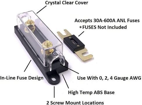 Ceramic ANL Fuse 400A 400 Amp for Car Vehicle Marine Audio Video System Gold 2 Pack (400 Amp), White, Gold in Kuwait