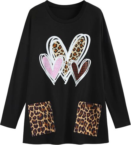 ZAFUL Women's Long Sleeve Crewneck T-Shirt 2024 Holiday Graphic Printed Top Loose Casual Tee Shirt with Pocket in Saudi Arabia