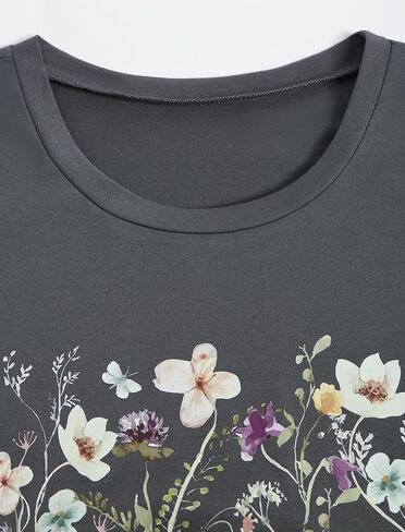 ZAFUL Women's Long Sleeve Crewneck T-Shirt 2024 Holiday Graphic Printed Top Loose Casual Tee Shirt with Pocket in Kuwait