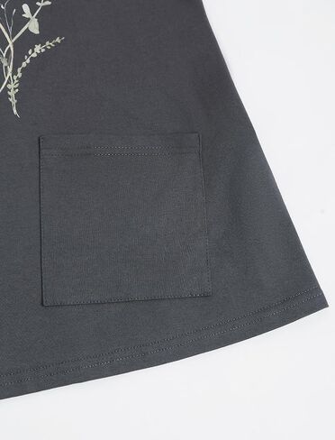 ZAFUL Women's Long Sleeve Crewneck T-Shirt 2024 Holiday Graphic Printed Top Loose Casual Tee Shirt with Pocket in Kuwait