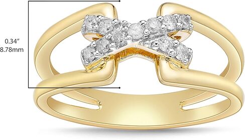 14K Gold Plated .925 Sterling Silver 1/10 Cttw Diamond Woven Infinity Knot, Equal Sign and X Shaped Ribbon Ring (I-J Color, I2-I3 Clarity) in Saudi Arabia
