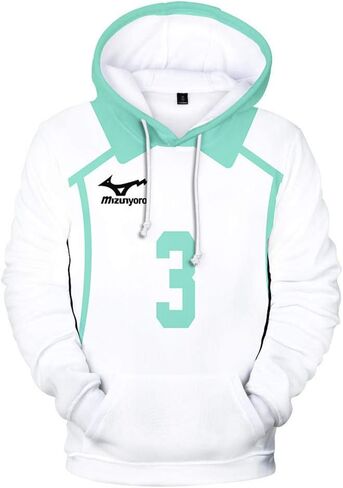 Cos-Animefly Haikyuu Hoodie Costume 3D Printed Pullover Hooded Fashion Novelty Sweatshirt Halloween Cosplay Adult Outfit in Kuwait