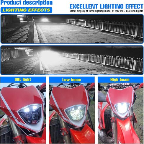 Dirt Bike LED Headlight For Motorcycle Pit Bike for Enduro Dirt Pit Bike ATV EC MC (red sticker with red cover) in Kuwait