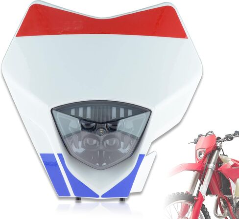 Dirt Bike LED Headlight For Motorcycle Pit Bike for Enduro Dirt Pit Bike ATV EC MC (red sticker with red cover) in Kuwait