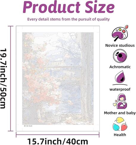 Ekuxom Paint by Numbers Kit for Adults Flowers, Flowers Paint by Numbers on Canvas, Easy Adults' Paint-by-Number Kits, Flower Paint by Numbers for Adults Acrylic Paint Canvas 16x20inch（Without Frame） in Saudi Arabia