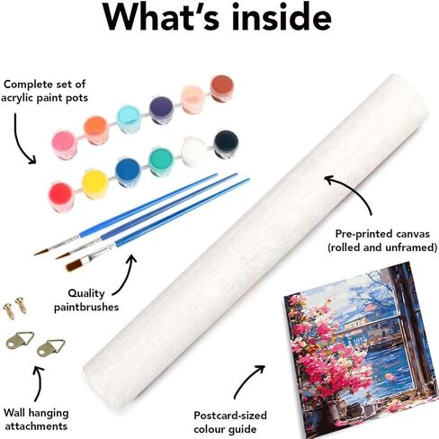 Ekuxom Paint by Numbers Kit for Adults Flowers, Flowers Paint by Numbers on Canvas, Easy Adults' Paint-by-Number Kits, Flower Paint by Numbers for Adults Acrylic Paint Canvas 16x20inch（Without Frame） in Saudi Arabia