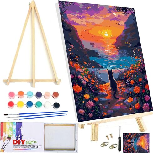 Ekuxom Paint by Numbers Kit for Adults Flowers, Flowers Paint by Numbers on Canvas, Easy Adults' Paint-by-Number Kits, Flower Paint by Numbers for Adults Acrylic Paint Canvas 16x20inch（Without Frame） in Saudi Arabia