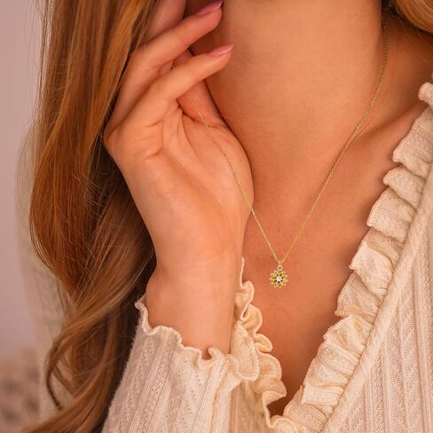 Gold Necklace for Women-14K Gold Plated Dainty Birth Flower Necklace Floral Birthstone Necklace for Women Birth Month Flower Necklace Jewelry in Saudi Arabia