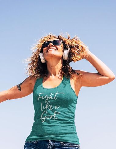 Fight Like a Girl Script Women's Tri-Blend Racerback Tank Top - Motivational Women's Empowerment Tank Top in Saudi Arabia