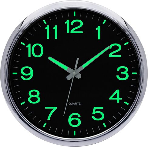 Glow in The Dark Wall Clock, 12 Inch Night Light Wall Clock Silent Non-Ticking, Battery Operated Wall Clocks for Living Room Kitchen Office Bedroom, Rose Gold in Saudi Arabia