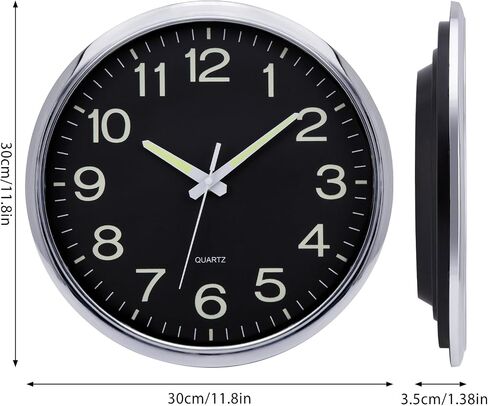 Glow in The Dark Wall Clock, 12 Inch Night Light Wall Clock Silent Non-Ticking, Battery Operated Wall Clocks for Living Room Kitchen Office Bedroom, Rose Gold in Saudi Arabia