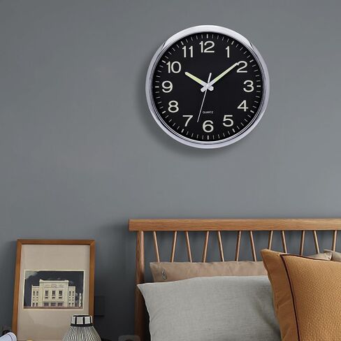 Glow in The Dark Wall Clock, 12 Inch Night Light Wall Clock Silent Non-Ticking, Battery Operated Wall Clocks for Living Room Kitchen Office Bedroom, Rose Gold in Saudi Arabia