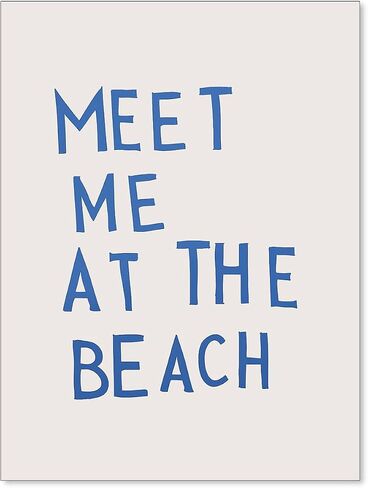 OMANI Coastal Aesthetic Posters Meet Me At The Beach Wall Art Minimalist Blue Canvas Prints Funky Beach Wall Decor for Girly Dorm Apartment 12x16 inch Unframed in Saudi Arabia