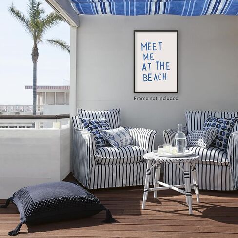 OMANI Coastal Aesthetic Posters Meet Me At The Beach Wall Art Minimalist Blue Canvas Prints Funky Beach Wall Decor for Girly Dorm Apartment 12x16 inch Unframed in Saudi Arabia