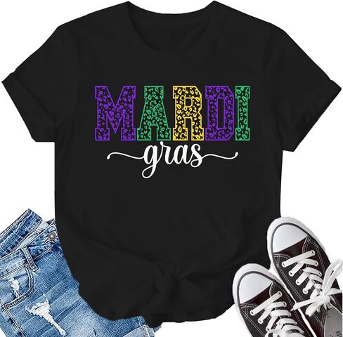 تي شيرت LBP Mardi Gras للسيدات Happy Mardi Gras Day تي شيرت نسائي سميك لحفلات الثلاثاء in Kuwait