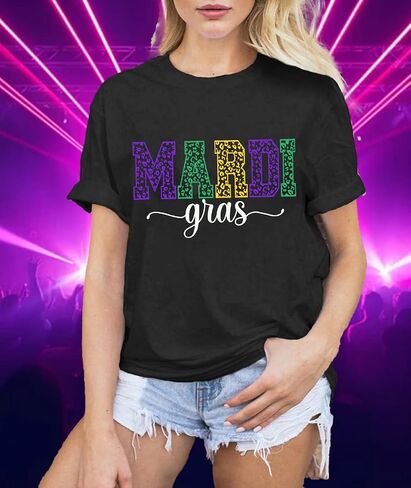 تي شيرت LBP Mardi Gras للسيدات Happy Mardi Gras Day تي شيرت نسائي سميك لحفلات الثلاثاء in Kuwait