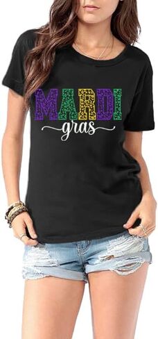 تي شيرت LBP Mardi Gras للسيدات Happy Mardi Gras Day تي شيرت نسائي سميك لحفلات الثلاثاء in Kuwait