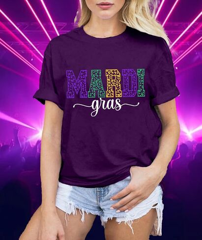 تي شيرت LBP Mardi Gras للسيدات Happy Mardi Gras Day تي شيرت نسائي سميك لحفلات الثلاثاء in Kuwait