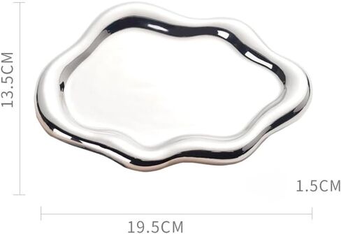 Jewelry Tray, Ceramic Tray, Trinket Dish, Cloud Jewelry Dish, Ring Key Dish, Birthday, Mother's Day, Christmas, Thanksgiving Gifts for Women Friends(Silver), Silvery in Saudi Arabia