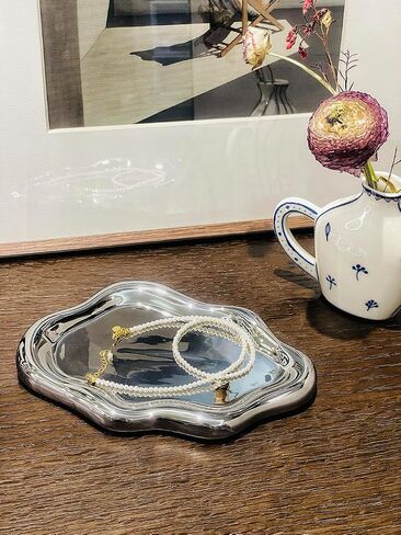 Jewelry Tray, Ceramic Tray, Trinket Dish, Cloud Jewelry Dish, Ring Key Dish, Birthday, Mother's Day, Christmas, Thanksgiving Gifts for Women Friends(Silver), Silvery in Saudi Arabia