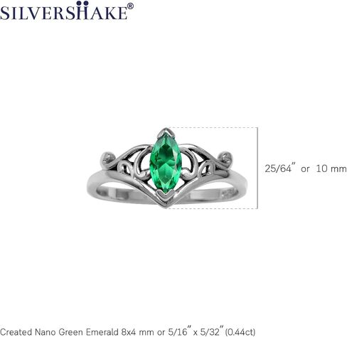 Silvershake 8X4mm Marquise Shape Birthstone Gemstone White Gold Plated or Yellow Gold Plated 925 Sterling Silver Scroll/Filigree Victorian Style Ring Jewelry for Women in Saudi Arabia
