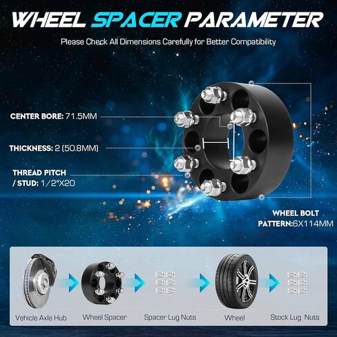 6x4.5(114.3) mm 2 inch(50.8mm) Wheel Spacers 71.5mm Bore for 1991-2004 Dodge Dakota &1998-2003 Dodge Durango, 1/2" x20 Studs 6 Lugs Wheel Adapters fits 1992-2017 Dodge Viper, Set of 4 in Saudi Arabia