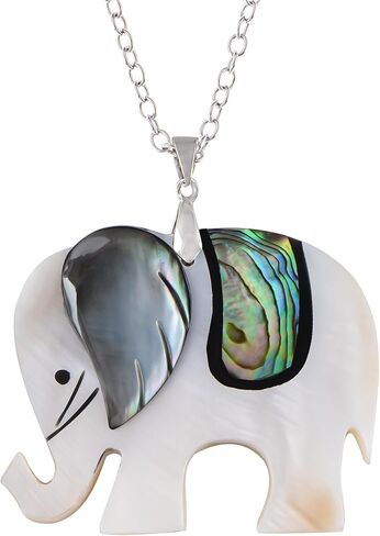 Alilang Silvery Tone Abalone Shell Owl/Elephant Animal Pendant Necklace Wedding Christmas Jewelry in Saudi Arabia