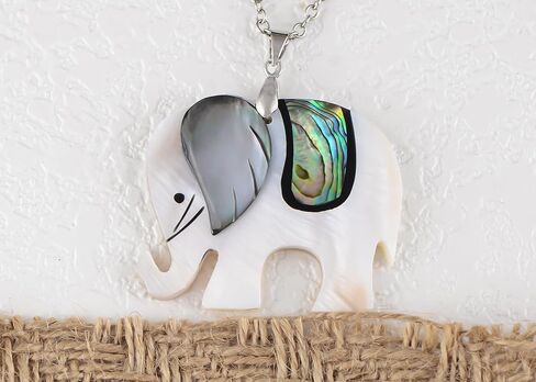 Alilang Silvery Tone Abalone Shell Owl/Elephant Animal Pendant Necklace Wedding Christmas Jewelry in Saudi Arabia