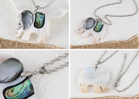 Alilang Silvery Tone Abalone Shell Owl/Elephant Animal Pendant Necklace Wedding Christmas Jewelry in Saudi Arabia