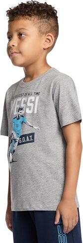 Messi Boys' Lifestyle Short Sleeve T-Shirt, Standard Fit Graphic Tee, Cotton Blend Fabric in Saudi Arabia